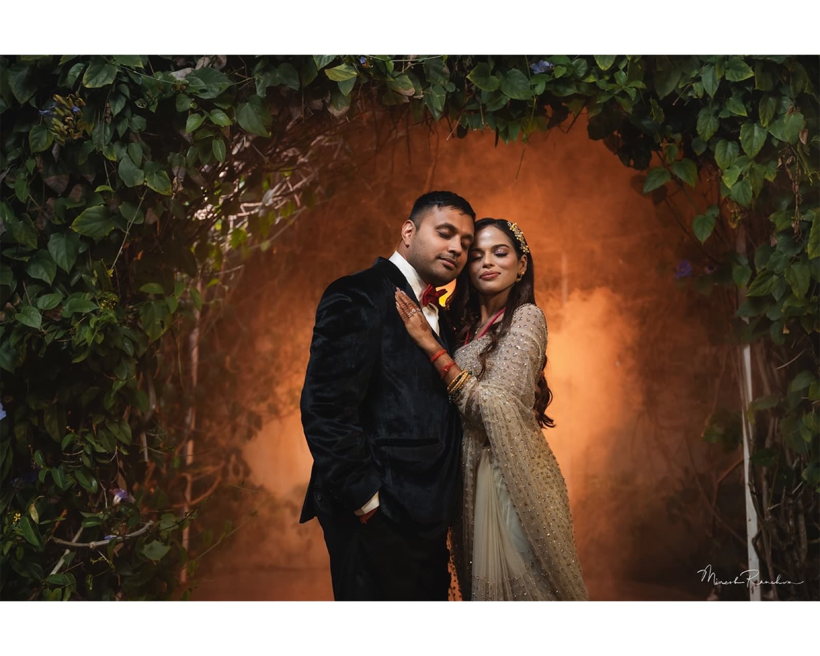 Shehnayee couple in evening couture